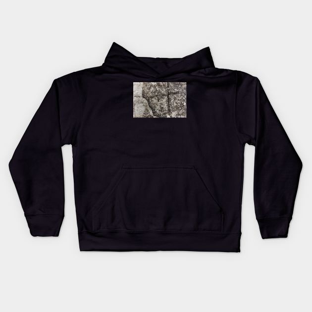 Etched Cross Solid Stone Surface Kids Hoodie by textural
